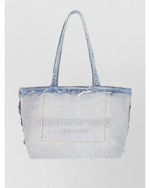 Alexander Wang White Denim Tote Bag Featuring Dual Shoulder Handles