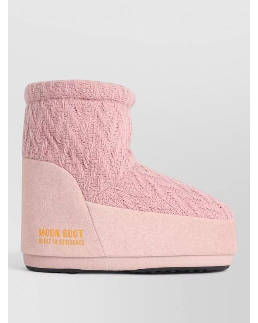 Moon Boot Pink Icon Low Knit Ankle Boots Platform