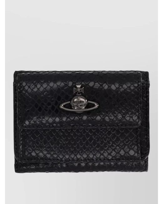 Vivienne Westwood Black Compact Cardholder Purse Textured Finish