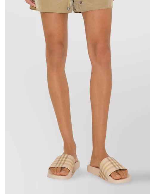 Burberry White Check Slippers