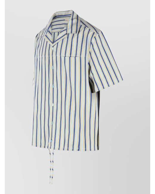 Marni Multicolor Cotton Shirt Striped Pattern Drawstring Hem for men