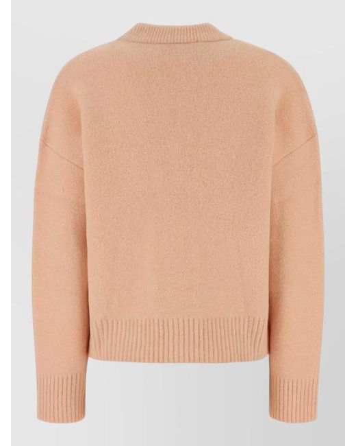 AMI Natural Alpaca-Blend V-Neck Ribbed Cardigan