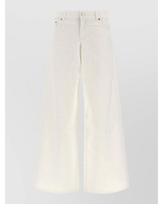 Stella McCartney White Jeans Trousers Boucle Wide Leg Pockets