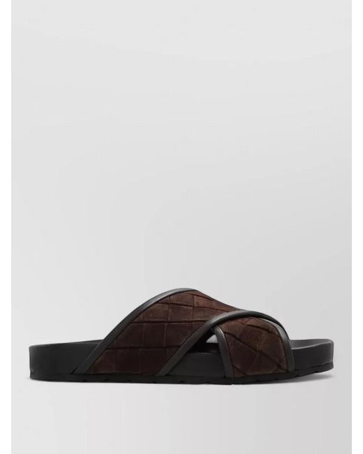 Bottega Veneta Brown Lamb Leather Flat Sandals for men