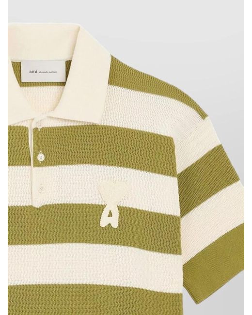 AMI Yellow Polo Shirt Collar Short Sleeves Striped for men