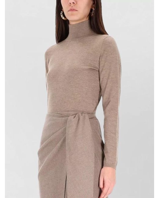 Max Mara Natural Cashmere Turtleneck Midi Dress