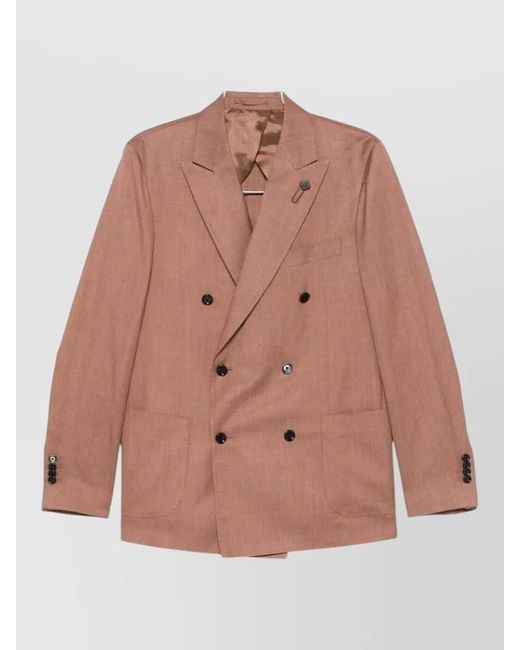 Lardini Pink Silk Blend Double-Breasted Blazer for men
