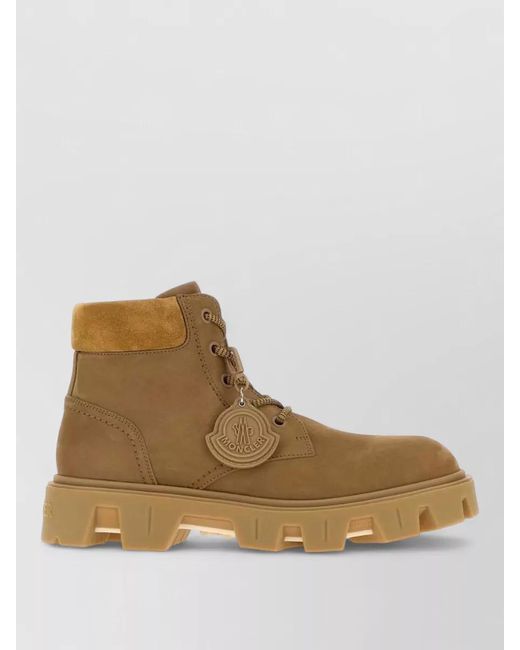 Moncler Brown Suede Leather Ankle Boots for men