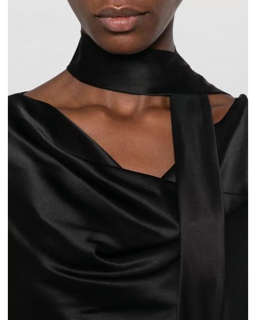 Max Mara Black Silk Neck Scarf Blouse