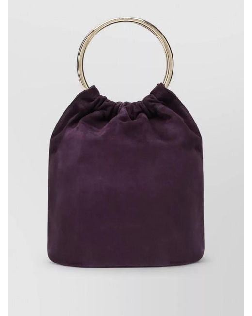 Prada Purple Bucket Bag Ring Handle Leather Design