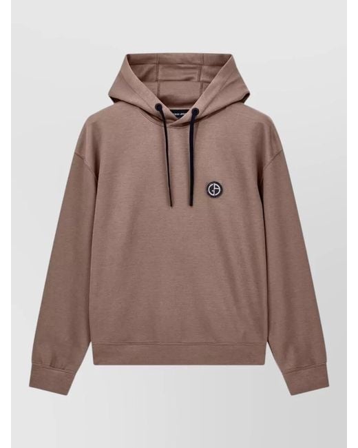 Giorgio Armani Brown Hooded Crewneck Jacket Long Sleeves for men