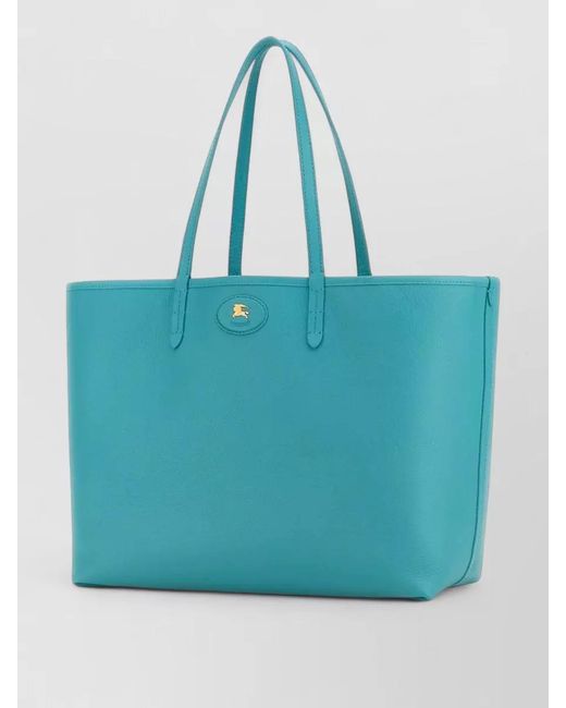 Burberry Blue Leather Reversible Shoulder Bag Double Handles