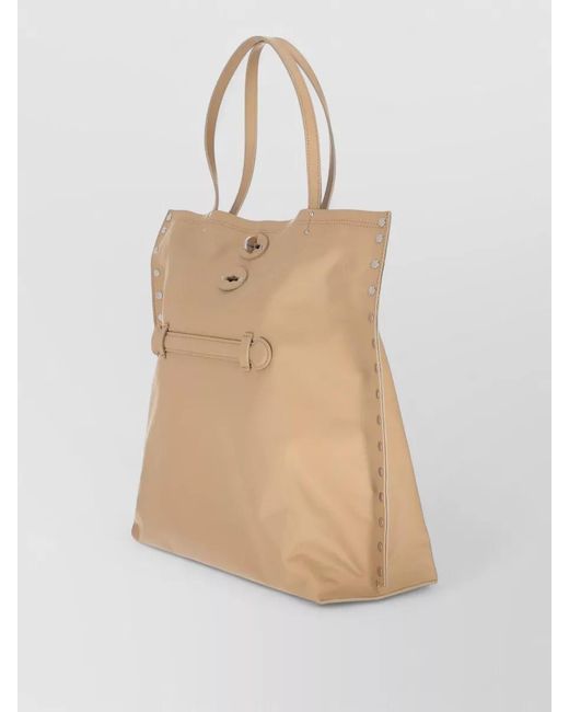 Zanellato Natural Saeta M Tote Bag Studded Dual Handles