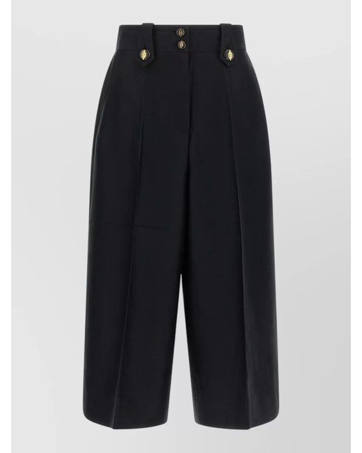 Zimmermann Black Wool Silk High-Rise Cropped Wide-Leg Trousers