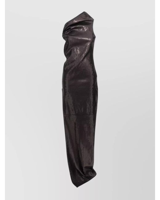 Rick Owens White Sequinned Asymmetric One-Shoulder Maxi Dress
