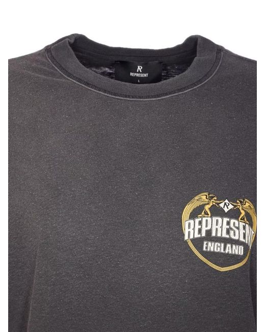Represent Blue Organic Cotton Hemp Logo Print Short Sleeve T-Shirt for men