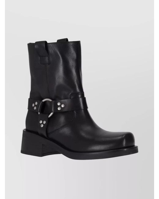 P.A.R.O.S.H. Black Buckled Leather Ankle Boots
