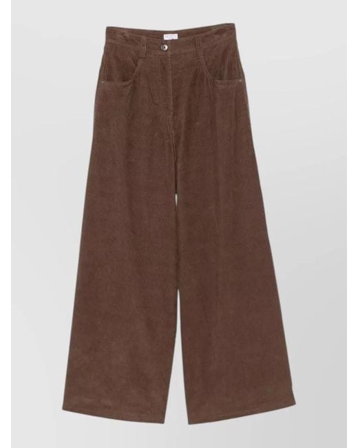 Brunello Cucinelli Brown Tailored Wide Leg High Waisted Pants
