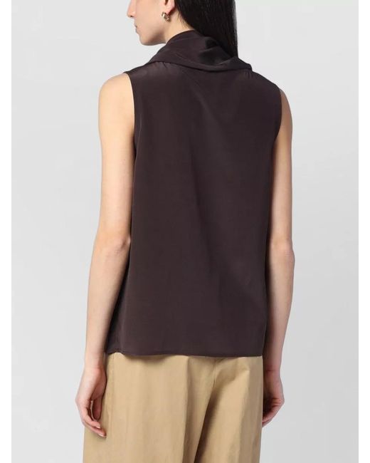 P.A.R.O.S.H. Natural Sleeveless Top Draped Scarf Accent