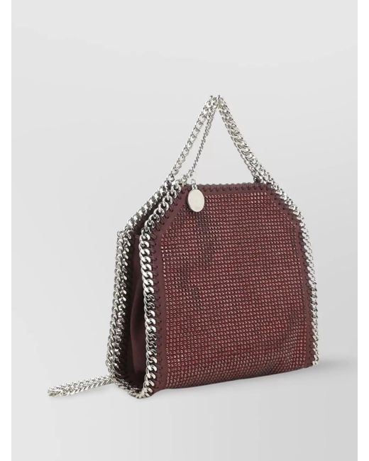 Stella McCartney Brown Falabella Tiny Crystal-Embellished Crossbody Bag