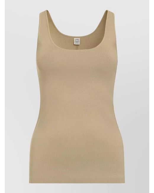 Totême Natural Ribbed Scoop Neck Sleeveless Tank Top