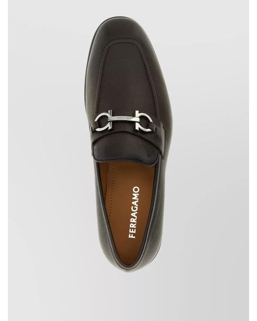 Ferragamo Gray Calfskin Leather Loafers for men