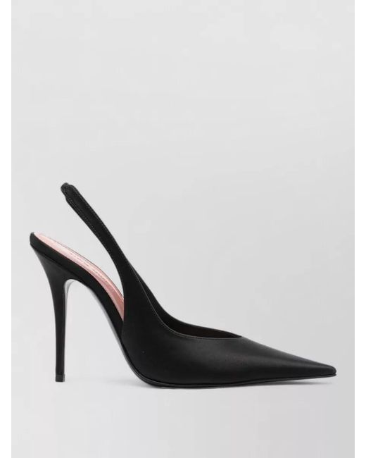 AMINA MUADDI Black Silk Satin Slingback Pumps