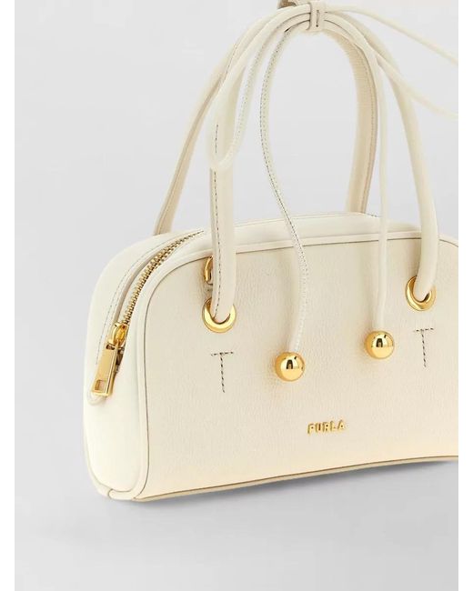 Furla Natural Poppy S Shoulder Bag Detachable Strap Top Handles