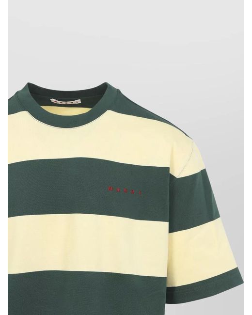 Marni Yellow Striped Cotton Oversized T-Shirt for men