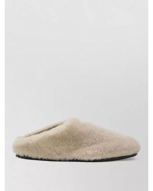 Prada White Faux Fur Slippers Flat Sole Round Toe