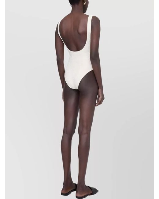 Anine Bing White Textured One-Piece Swimsuit