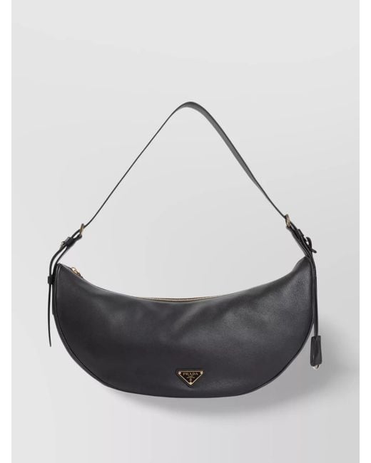 Prada Gray Large Calf Leather Shoulder Bag
