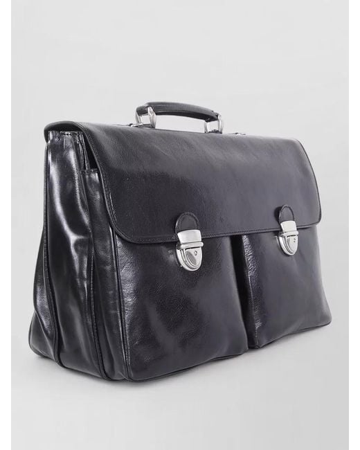 SAIT Gray Briefcase Dual Pockets Front Flap Handle for men