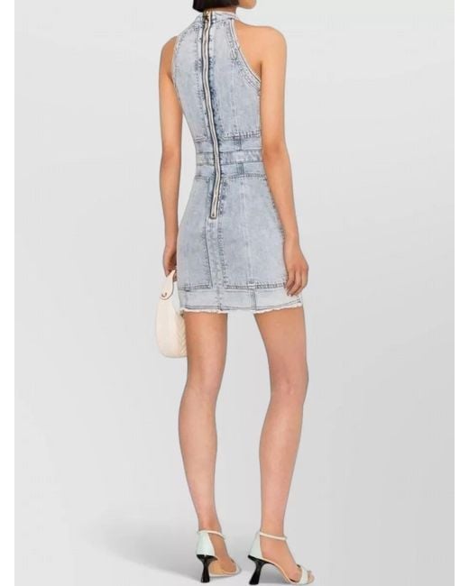 Balmain Blue Cotton Mini Dress