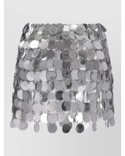 Rabanne Gray High Waisted Metallic Sequin Texture Skirt