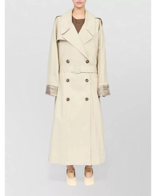 MM6 by Maison Margiela Natural Long Cotton Twill Trench Coat Belted