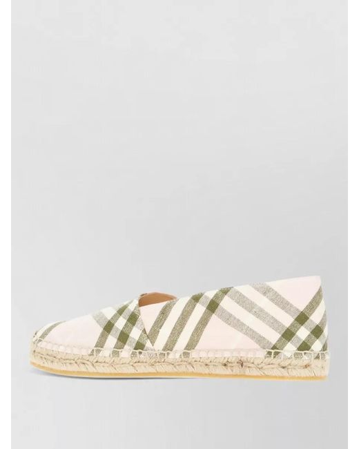 Burberry Natural Loafers Checked Pattern Espadrille Sole Design
