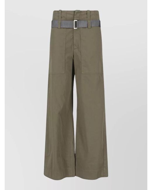Seafarer Green Wide Leg Pants Belt Loops Pockets