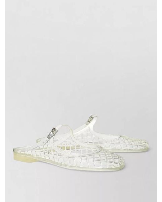 Tory Burch White Transparent Perforated Jelly Mary Jane Mules