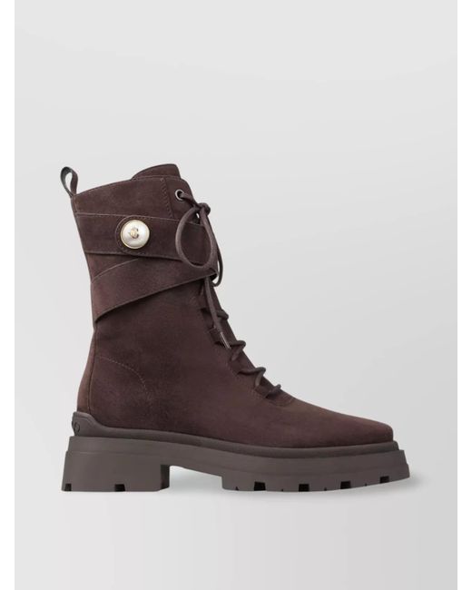 Jimmy Choo Brown Noemi 45 Ankle Chunky Sole Boots