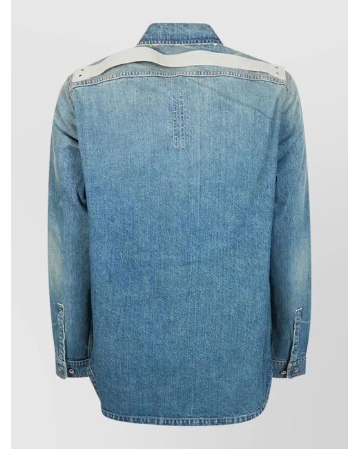 Rick Owens Blue Cotton Shirt Jacket for men