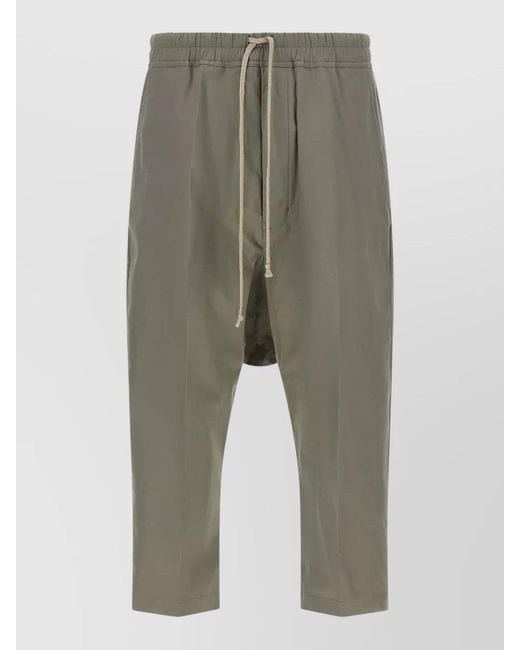 Rick Owens Green Cropped Drawstring Shorts Back Flap Pockets for men