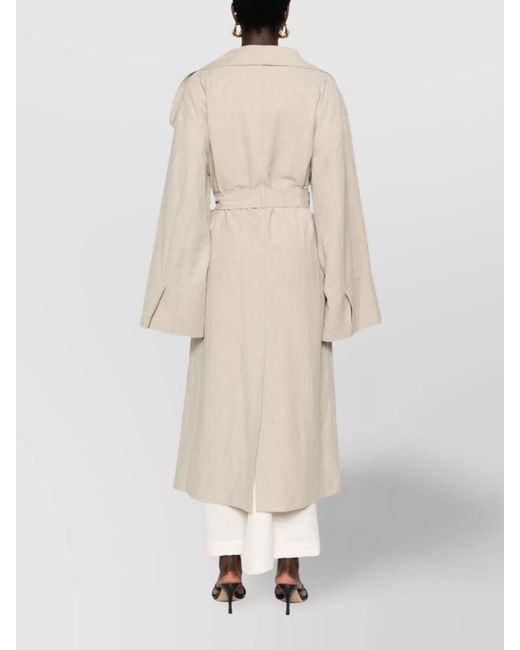 Totême Natural Linen Belted Mid-Length Coat