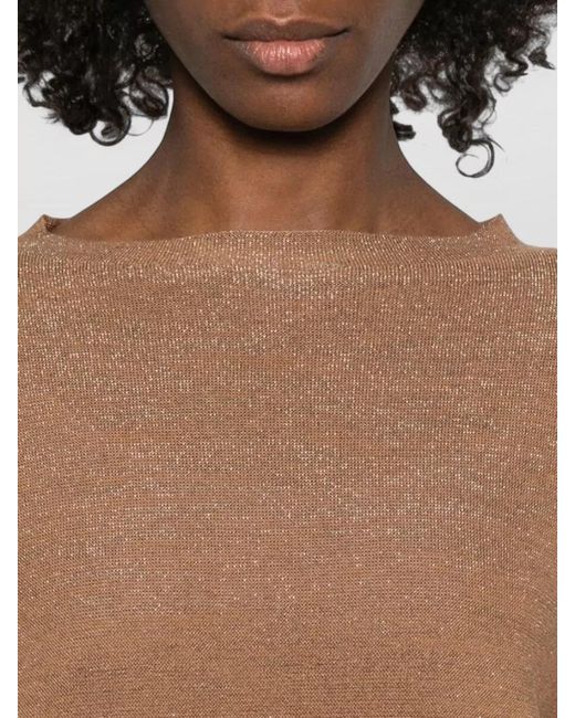 Fabiana Filippi Brown Short-Sleeve Wool And Cotton Knitted Top