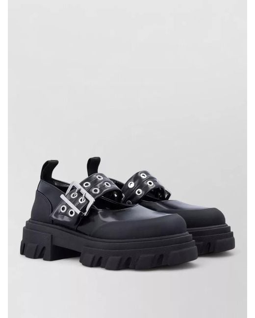 Ganni Black Cleated Sole Ballerina Style Loafer