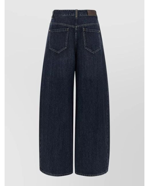Brunello Cucinelli Blue High Waist Wide Leg Barrel Jeans