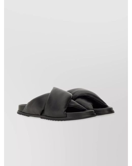 Rick Owens Black Leather Slide Sandals for men