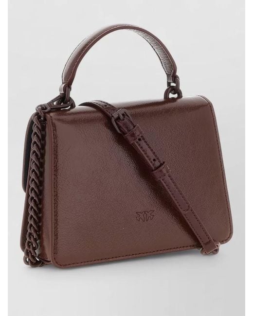 Pinko Brown Love Bag One Mini Leather Shoulder Bag