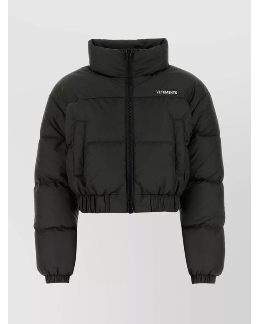 Vetements Black Jacket Short Padded Hem Elasticated