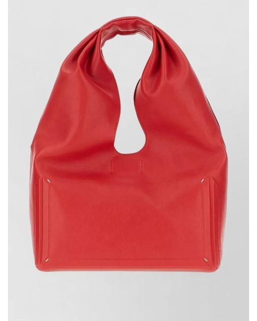 Maison Margiela Red Slouchy Tote Bag Cut Out Handle Seam